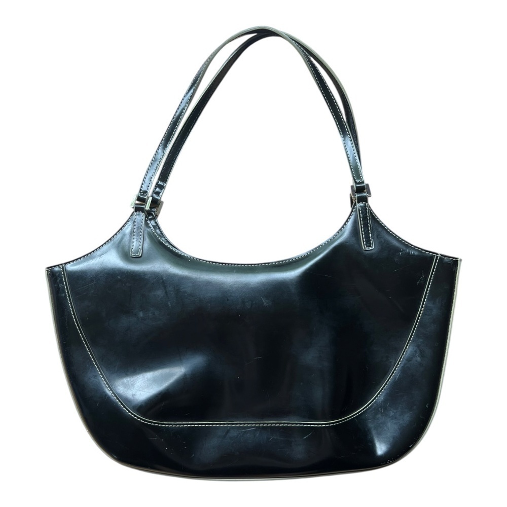 Vintage Y2K DNKY Faux Patent Leather Black Shoulder Bag - Picture 3 of 4